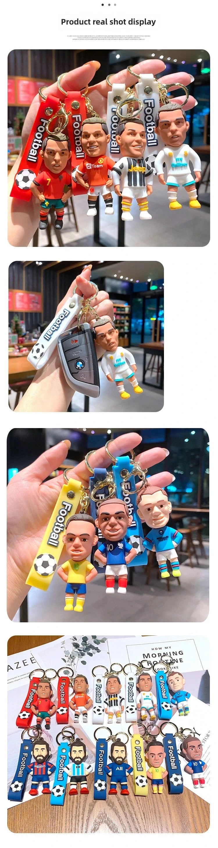 Creative Cartoon CR7 Football Keychain – Cute Cristiano Ronaldo Penalty Kick Bag Charm for Men & Women