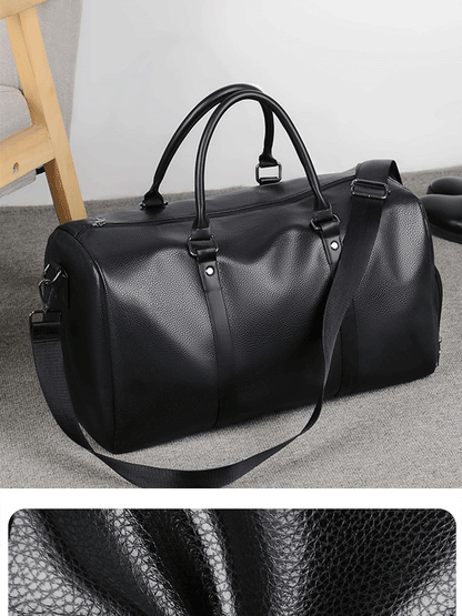 Retro Short Trip Bag – Large Capacity Sports, Motorcycle, and Training PU Waterproof Leisure Fitness Bag