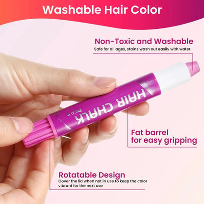 10-Piece Hair Chalk Pen Set – Temporary Washable Non-Toxic Hair Color for Festivals, Halloween & Parties