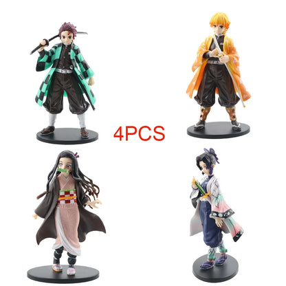 Anime Demon Slayer Kimetsu No Yaiba Action Figures – Tanjirou, Nezuko, Zenitsu & Inosuke PVC Model Toys
