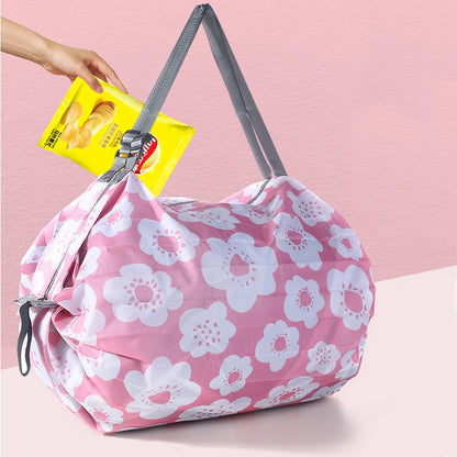 Foldable Shopping Bag for Women - Ultra Lightweight Nylon Crossbody Tote with Large Capacity for Travel and Beach Storage