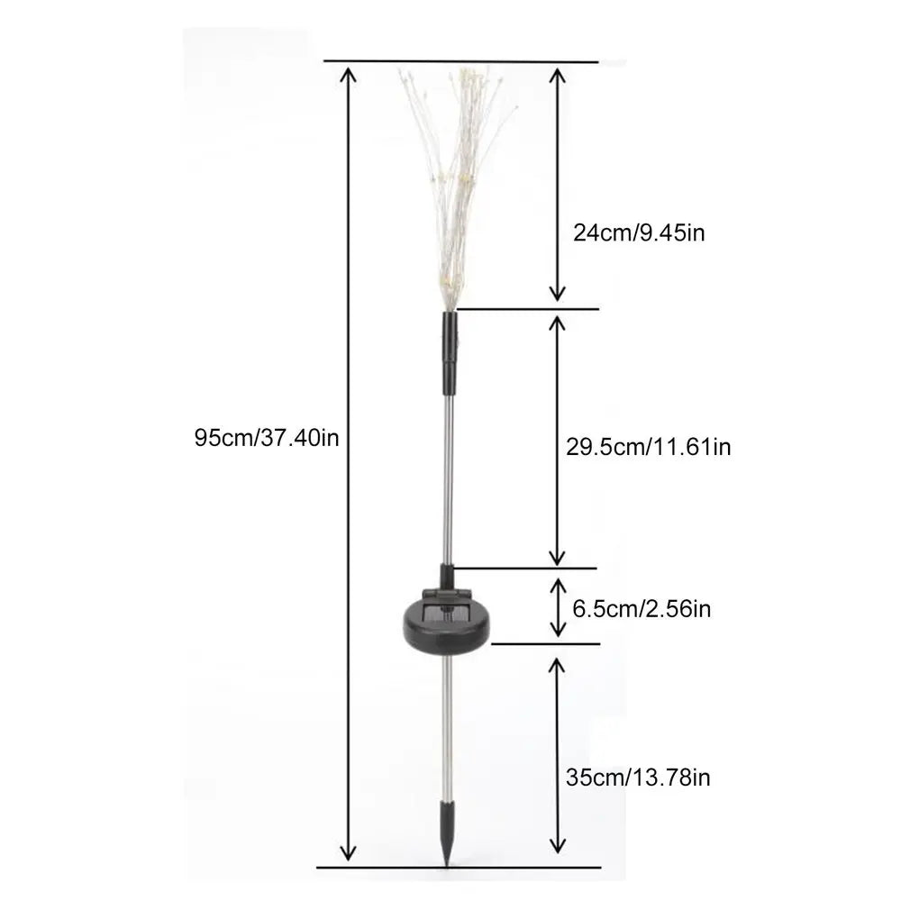 1PC Solar Fireworks Lamp - Outdoor Grass Globe Dandelion Flash String Fairy Lights - 90/150/200 LED for Garden Lawn Holiday Lighting