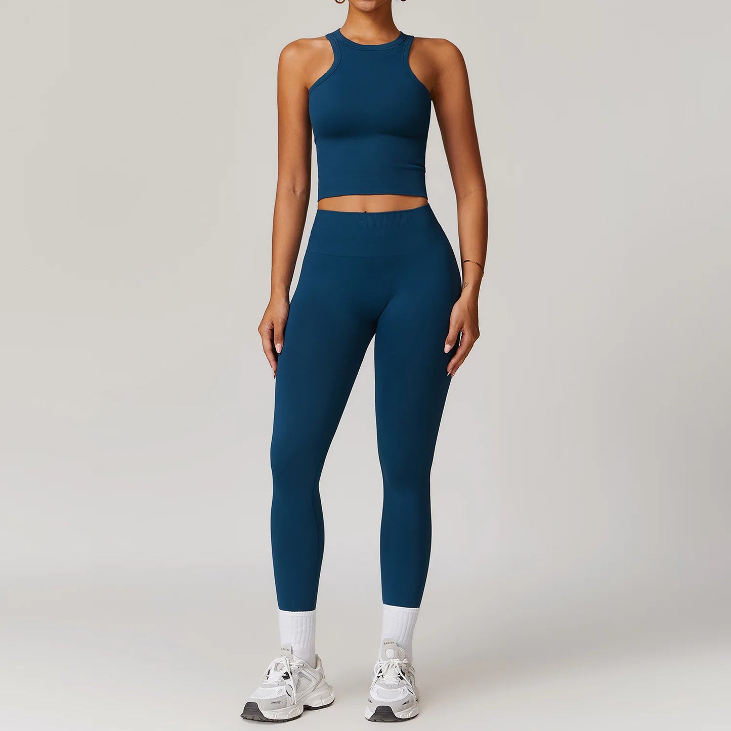 Women’s Seamless 2/3 Piece Yoga Set – Fitness Workout Sportswear with Leggings, Sports Bra & Long Sleeve Gym Outfit