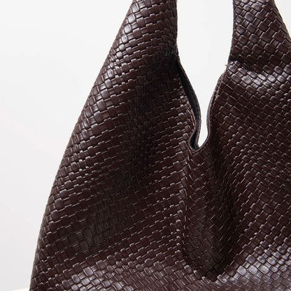 Women's Retro Artificial Leather Woven Shoulder Bag – Large Capacity Tote, Casual Armpit Bag, Daily Work & Shopping Bag (Random Pattern)