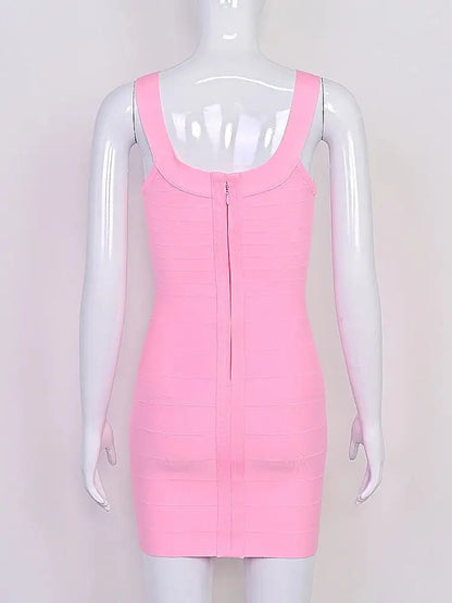 BEAUKEY Pink Bandage Mini Party Dress for Women – Sexy Bustier Backless Bodycon Club & Birthday Evening Dress, Trendy Fashion Outfit