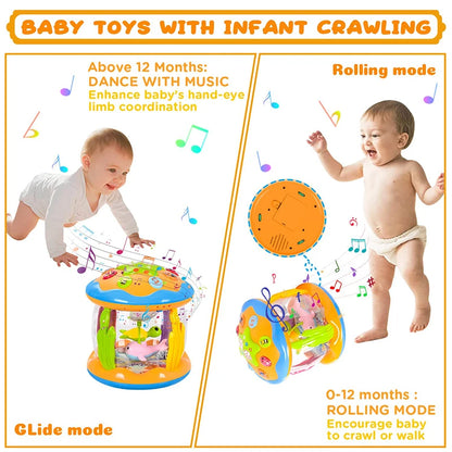 4-in-1 Baby Tummy Time Toy – Sea Animal Sensory Learning Toy with Lights, Music, and Projector for Infants and Toddlers