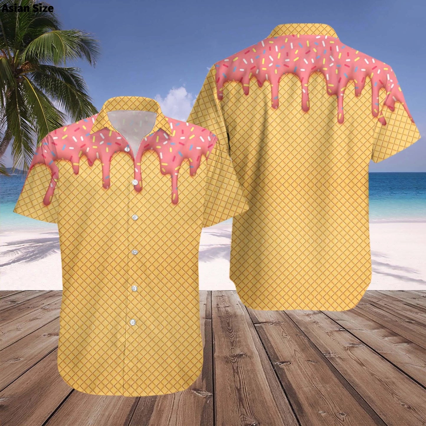 3D Ice Cream Hawaiian Shirt - Funny Unisex Short Sleeve Aloha Beach Top for Summer