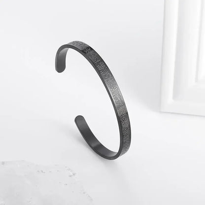 Retro Tibetan Six-Character Mantra Bracelet — Silver Plated Lotus Cuff for Men