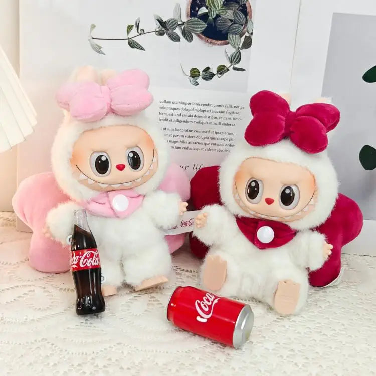 Labubu Plush Doll Costume Set — Oversized Bow & Angel Wings Design | Trendy Cartoon Outfit Accessories for Party Wear & Gift
