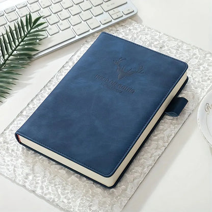 A5 Thickened Deer Head Notebook – Business PU Soft Leather Notepad with Horizontal Lines, School & Office Stationery Supplies