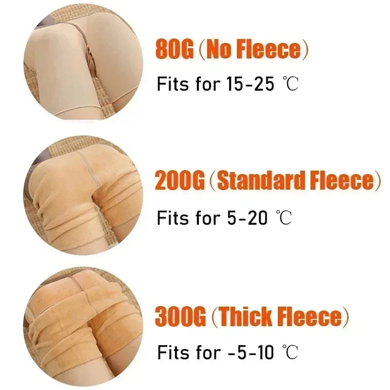 Women’s Thicken Thermal Fleece Leggings – High Waist Winter Tights, Slim Elastic Pantyhose