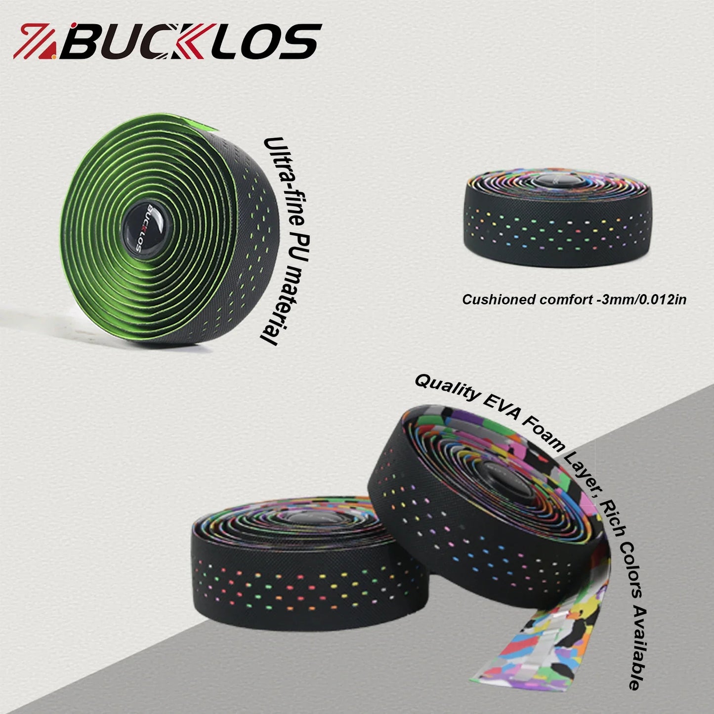 BUCKLOS Road Bike Handlebar Tape – Soft PU EVA Anti-Slip Shock-Absorbing Grip for Gravel and Cycling