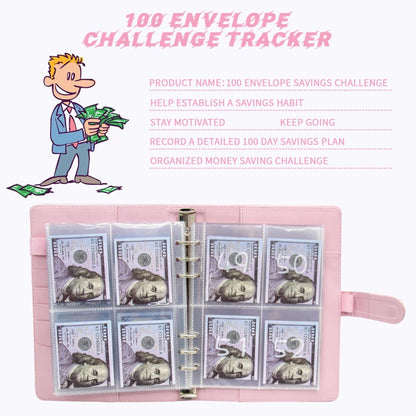 100 Envelope Challenge Binder – Savings Challenge Loose-Leaf Budget Binder with Cash Envelopes, Money Organizer System