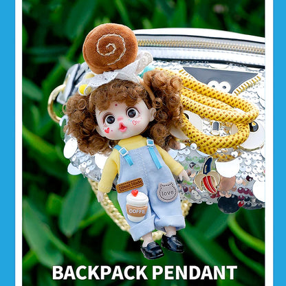 Mini Labbu Pocket Doll – Jointed Blythe-Style Boy & Girl Doll for Girls, Rainbow Ball Mobile Phone Decoration