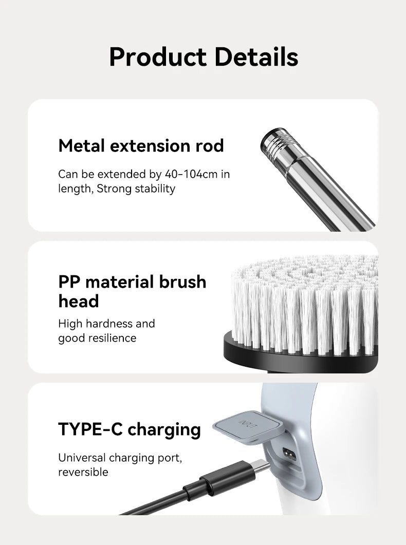 Cordless Electric Cleaning Brush – Multifunctional Handheld Spin Scrubber with 7 Attachments for Bathroom & Kitchen