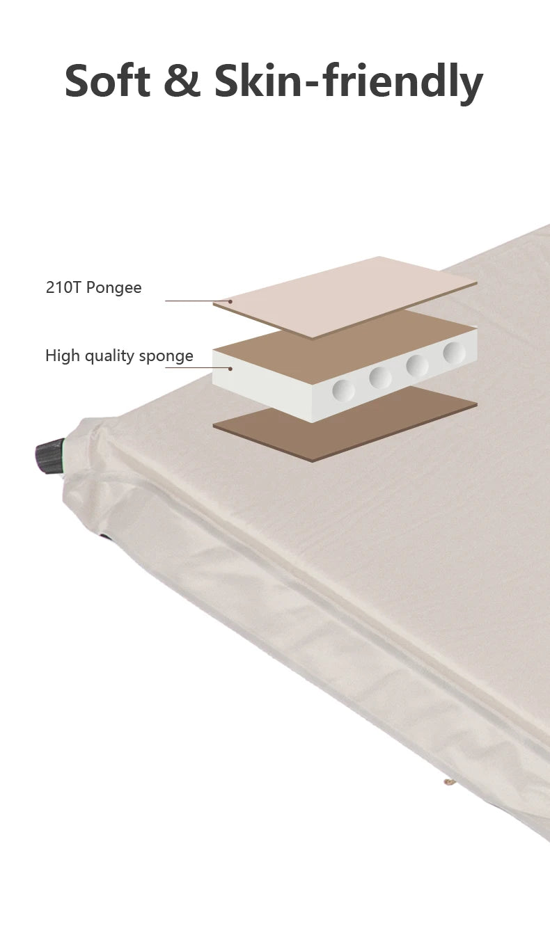 BSWolf Thick Self-Inflating Outdoor Mattress - Spliced Inflatable Camping Mat for Tent Use