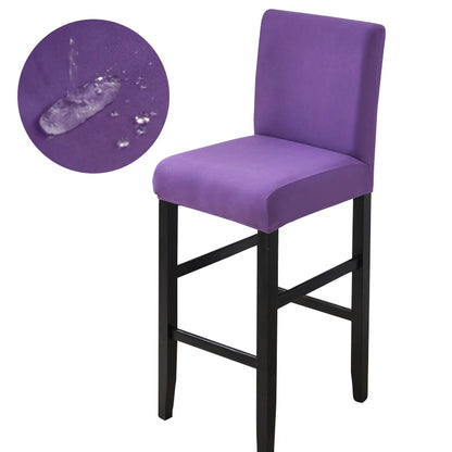 Waterproof Bar Stool Covers - Stretch Short Back Chair Protector Covers for Kitchen Dining Room Cafe Counter Height Seats