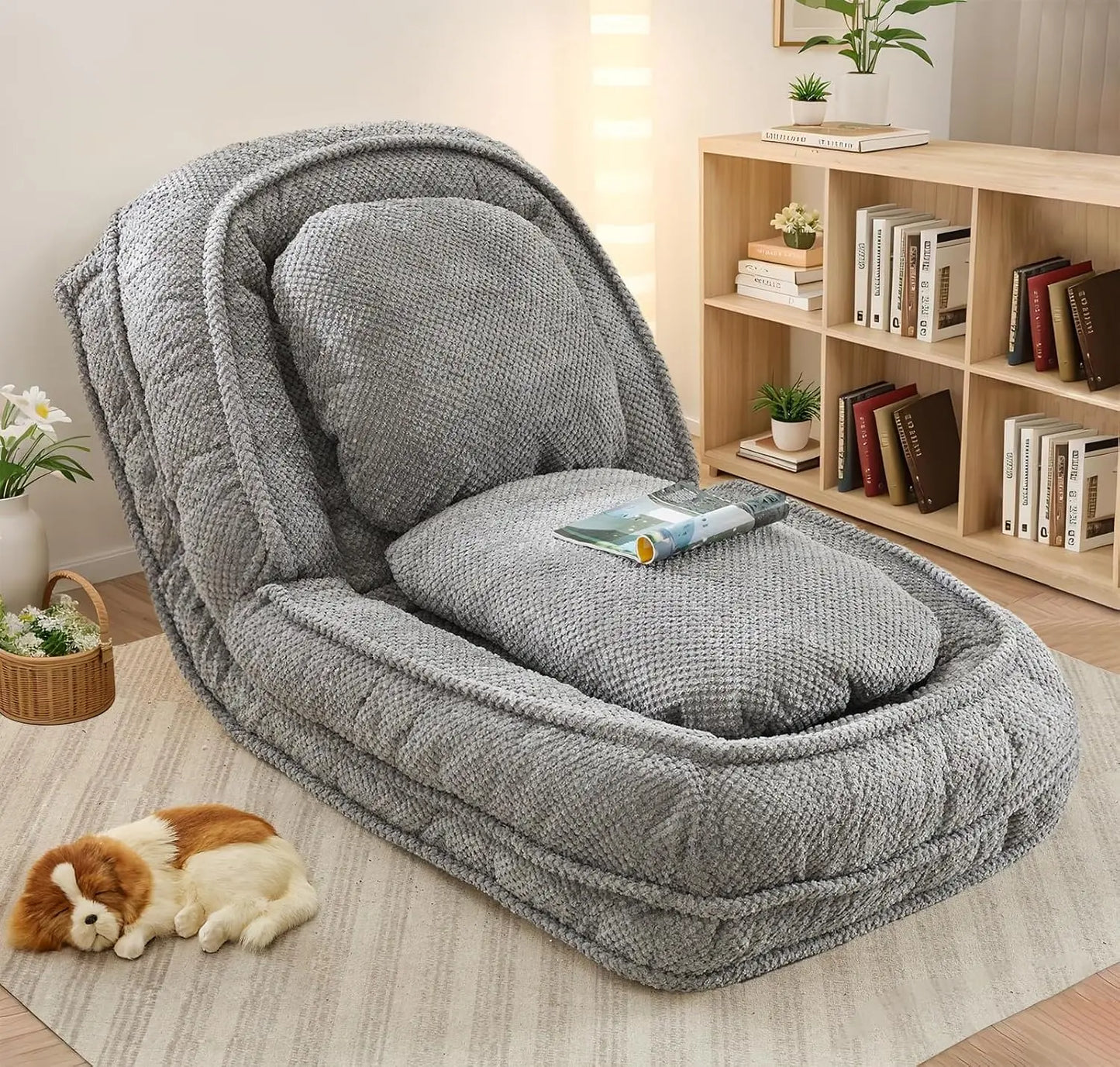 Bean Bag Chair – Convertible Sofa Bed for Adults & Pets, 5 Adjustable Positions, Lounge Chair for Bedroom & Living Room