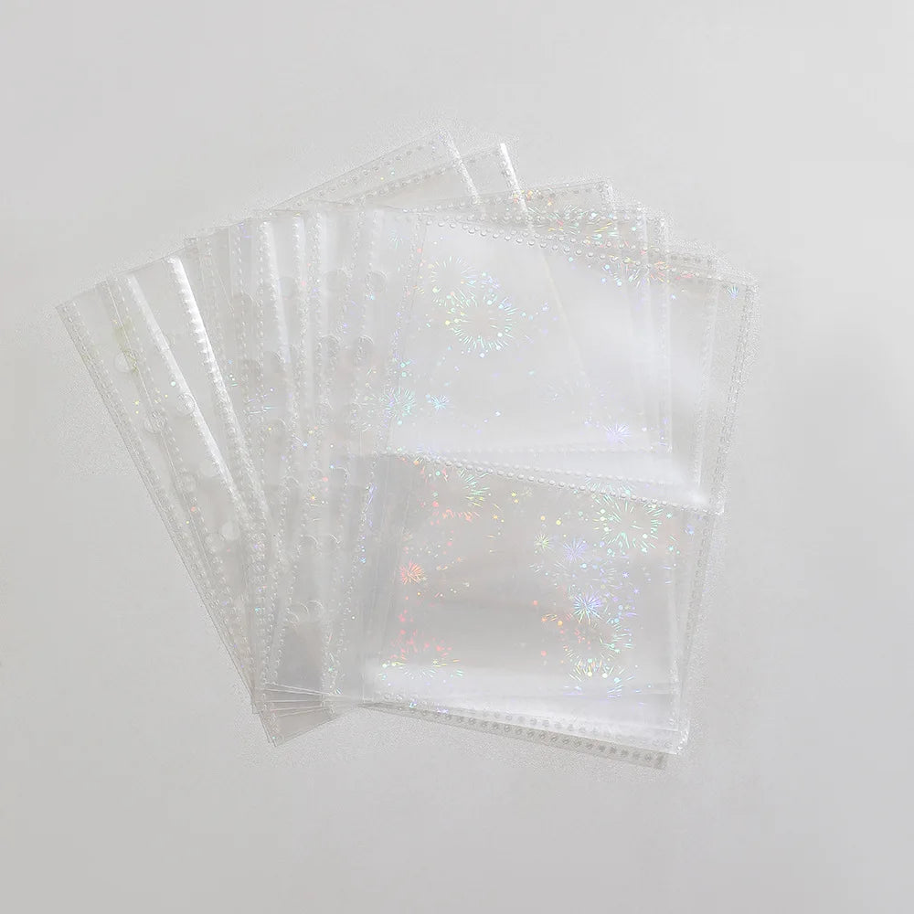 A5/A6/A7 Transparent File Holder Set – 10pcs 6-Hole Loose Leaf PVC Binder for DIY Document Storage