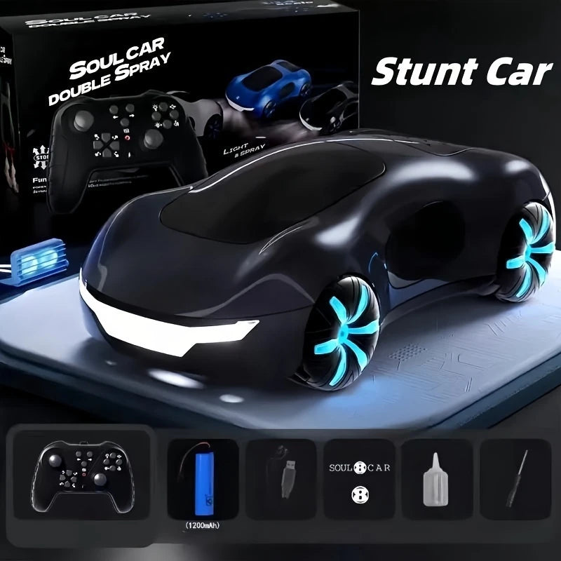 NEW Cool Sports Car Remote Control – Dual Spray, Sound & Lights, 4WD Sci-Fi Concept Car for Kids