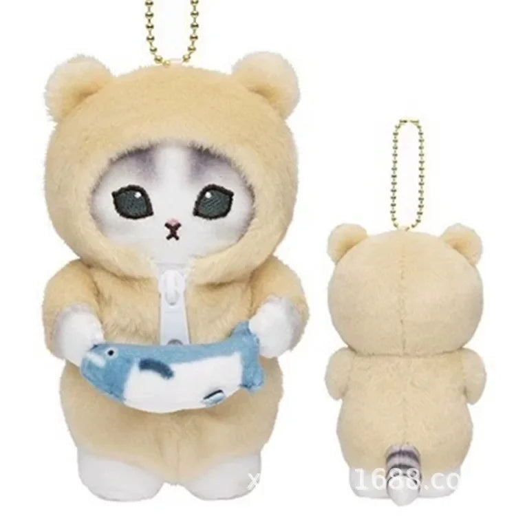 Hot Kawaii Plush Keychain Pendant — Mofusand Shark Cat & Cross-Dressing Hello Kitty/Kuromi Backpack Charm