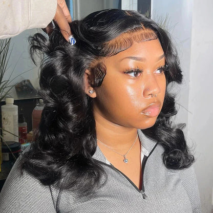Brazilian Body Wave Short Bob Wig – 13x4/13x6 HD Transparent Lace Front, Pre-Plucked 5x5 High Density Human Hair Lace Frontal Wig