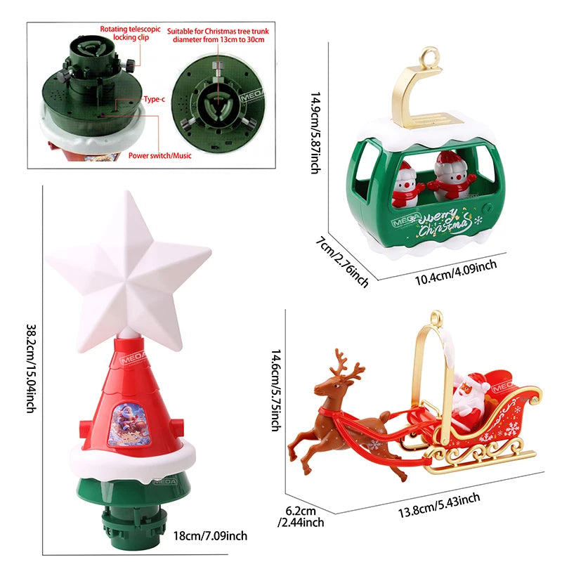 Battery Operated Railway Train with Sound & Light – Electric Christmas Tree Top Star Track Toy for Kids