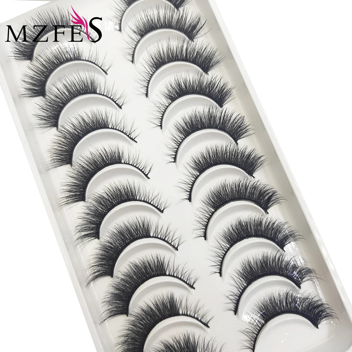 10 Pairs 3D Mink False Eyelashes – Soft Natural Cross Messy Dense Lash Extensions Makeup