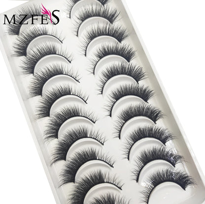 10 Pairs 3D Mink False Eyelashes – Soft Natural Cross Messy Dense Lash Extensions Makeup