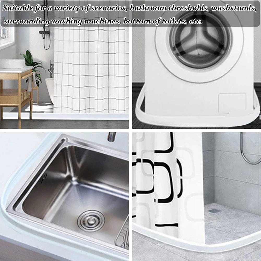 Flexible Silicone Water Stopper Strip - Self-Adhesive Shower Door Water Barrier for Bathroom Wet and Dry Separation
