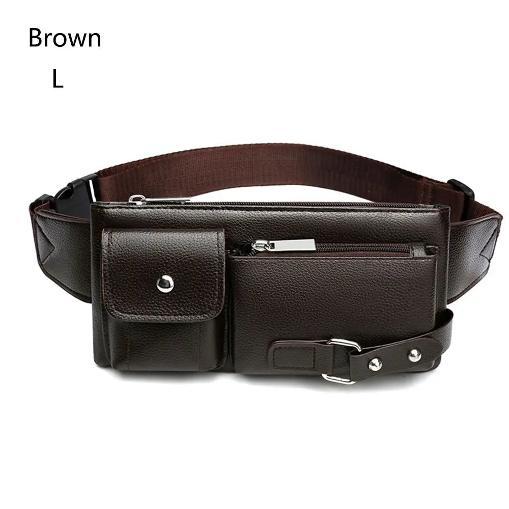 Fashion Leather Waist Bag Fanny Pack – Large Phone Belt Bag for Men & Women, Casual Outdoor Travel Crossbody Purse