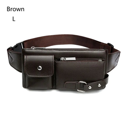 Fashion Leather Waist Bag Fanny Pack – Large Phone Belt Bag for Men & Women, Casual Outdoor Travel Crossbody Purse