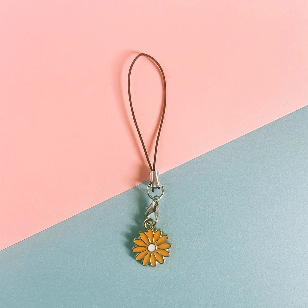 Enamel Flower Phone Lanyard - Floral Keychain Strap Bag Pendant Accessory Gift for Girls