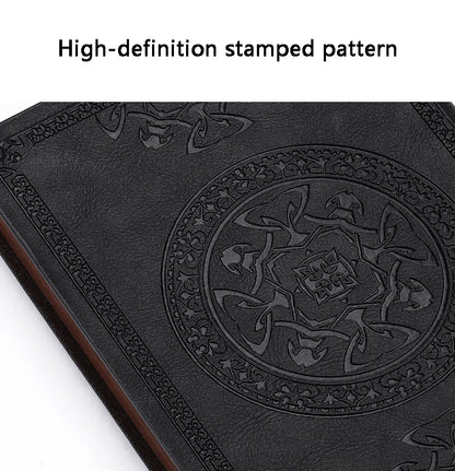 A6 Retro Pocket Mini Notebook – PU Leather Stamped Portable Notepad for Writing, Office & Bookkeeping