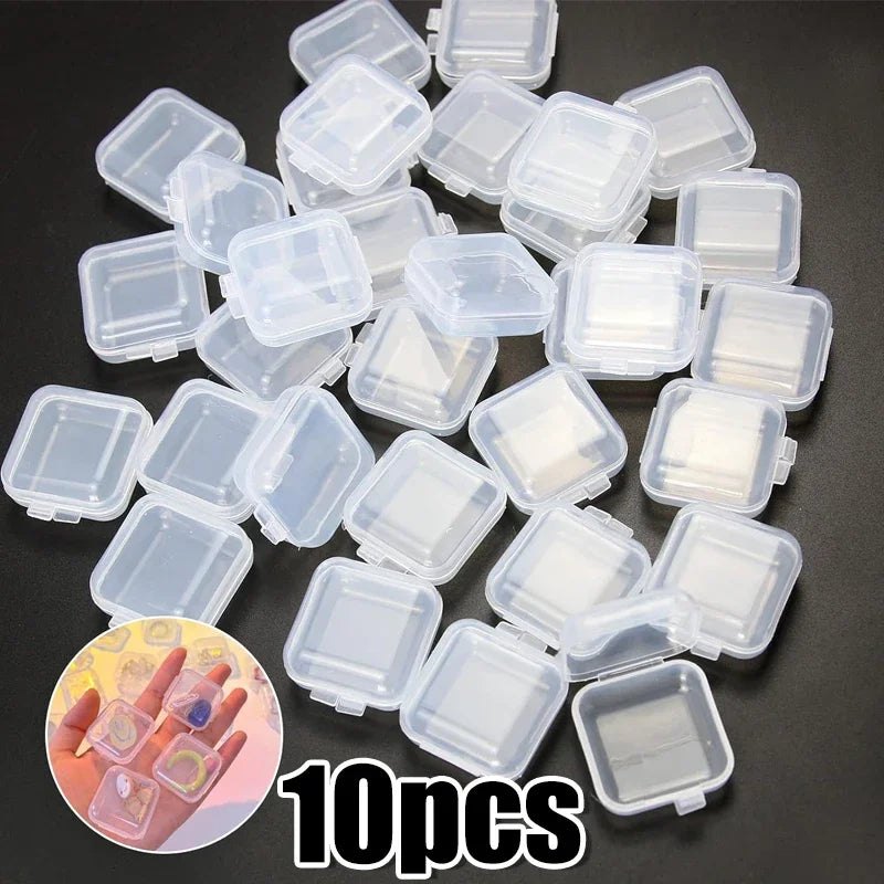 Transparent Mini Square Storage Boxes – Dustproof Plastic Case for Pills, Jewelry, Earrings (Wholesale)