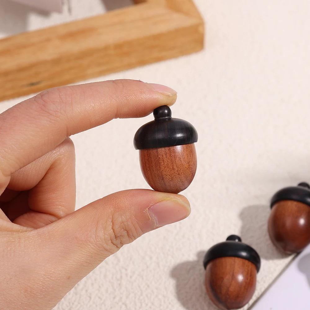 Mini Wood Acorn Pendant Box - 5/1Pcs Portable Multi-Purpose Rescue Pill Case & DIY Storage Container