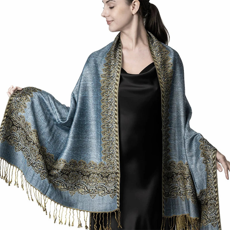 Luxury Autumn Cashmere Pashmina Shawl – Warm Winter Scarves for Women, Printed Cotton Foulard Stole Scarf 2023