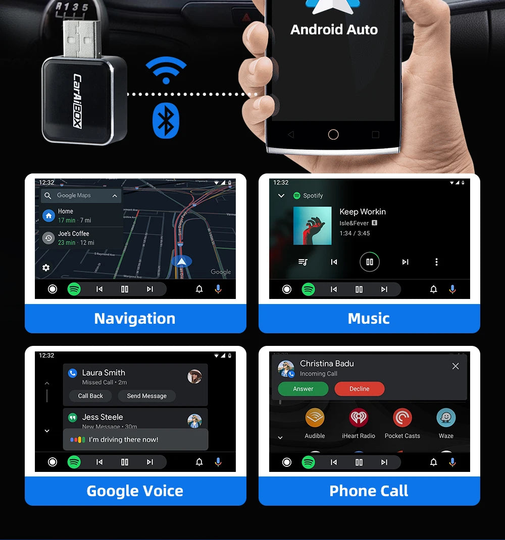 EKIY 2-in-1 Mini Wireless CarPlay & Android Auto Adapter for Cars with Wired Systems