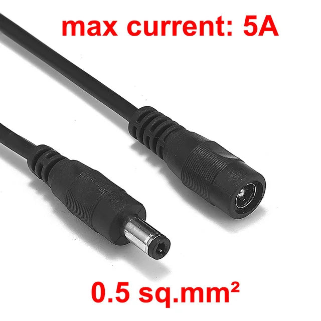 DC Power Extension Cable 5.5×2.1mm – 0.5M to 10M 22AWG Male to Female Cable for CCTV & LED Lights