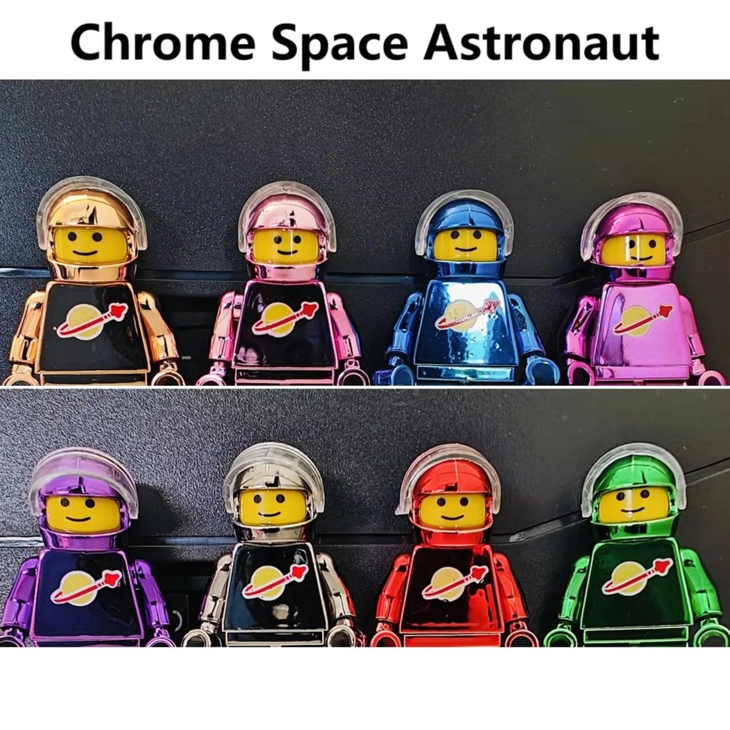 Electroplated Chrome & Gold Mini Building Block Action Figures – Collectible Toy Set
