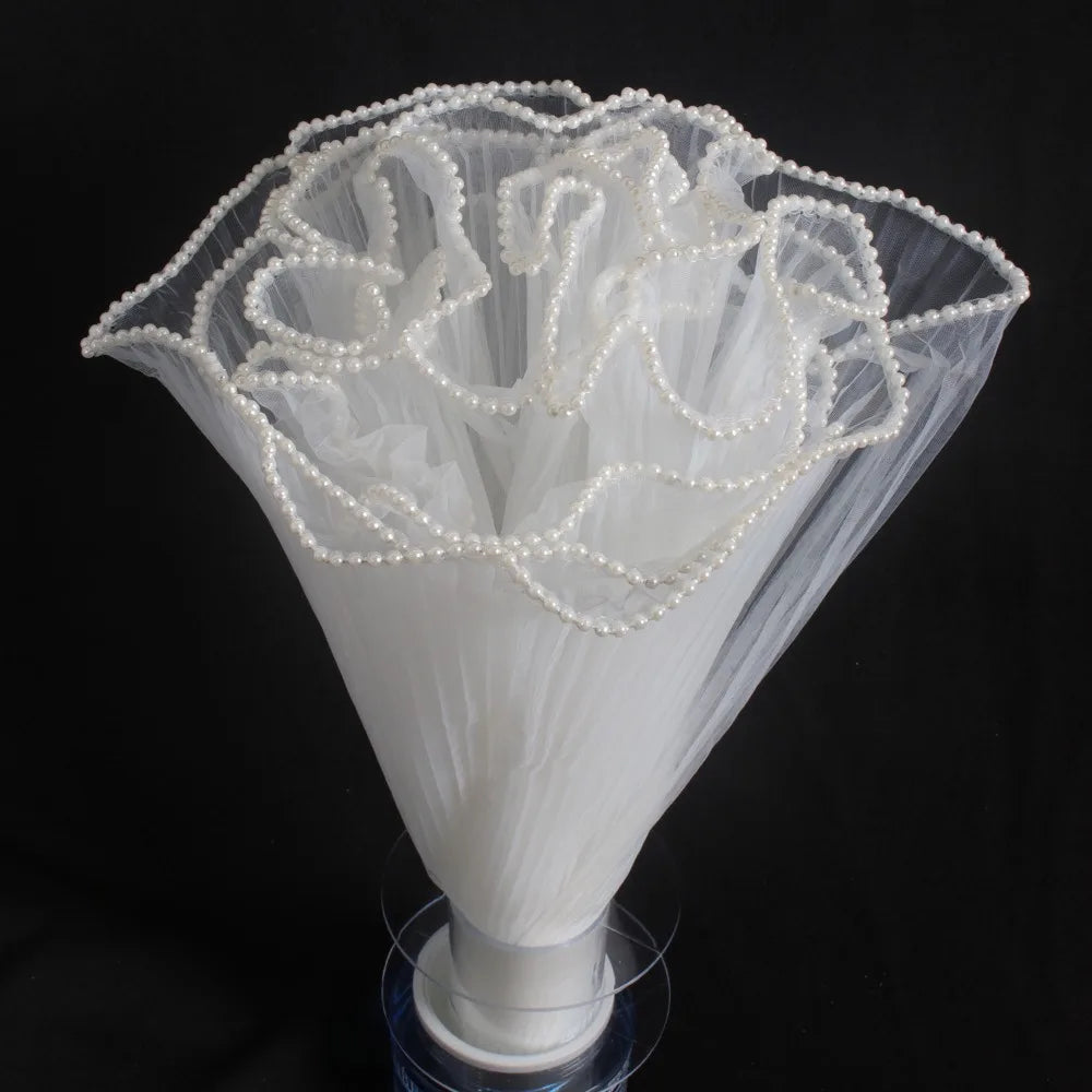 28cm x 4Yards Pearl Lace Flower Wrapping Mesh – Handmade Bouquet & Gift Wrapping Cloth