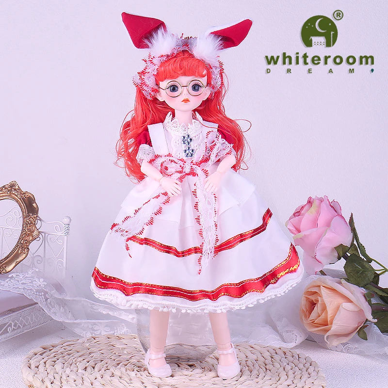 30cm 1/6 BJD Ball Jointed Doll – Starry Gray Eyes with Lolita Fashion Dress, DIY Toy Gift for Girls