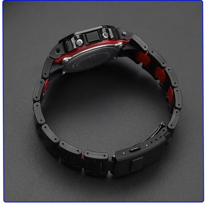 Black Red Lightweight Composite Plastic Steel Watch Band for Casio GW-B5600, DW5600MS, DW6900, GA2100 – Durable Replacement Strap Bracelet