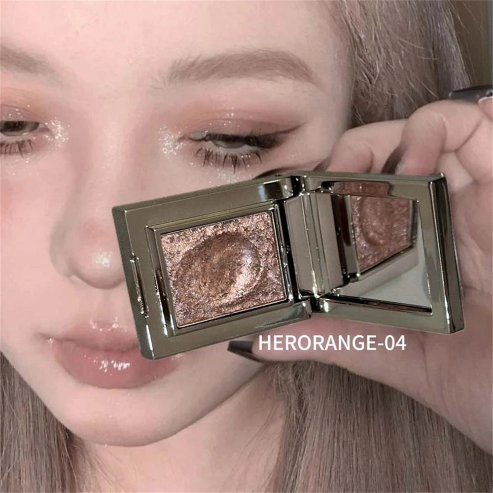 Metallic Glitter Eyeshadow Palette – Sparkling Cream Mousse Shimmer Highlighter in Punk Purple Pearlescent Pigments