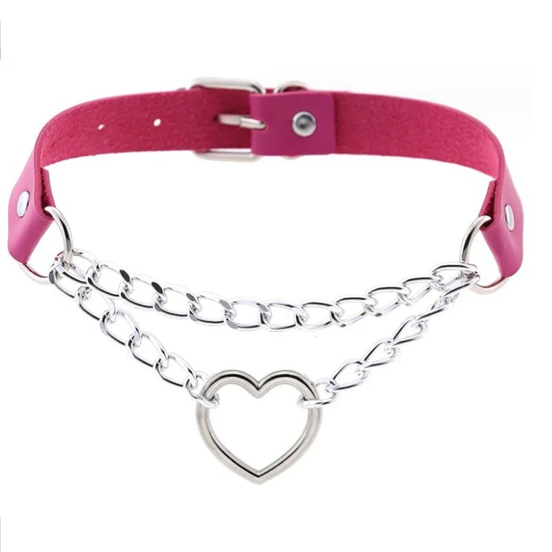 PU Leather Gothic Choker Collar Necklace - Punk Rivet Spike Bell Ring Cosplay Jewelry for Parties and Costumes