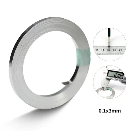 10m Roll 18650 Li-ion Battery Nickel-Plated Strip – 0.1-0.2mm Spot Welder Connector Steel Belt