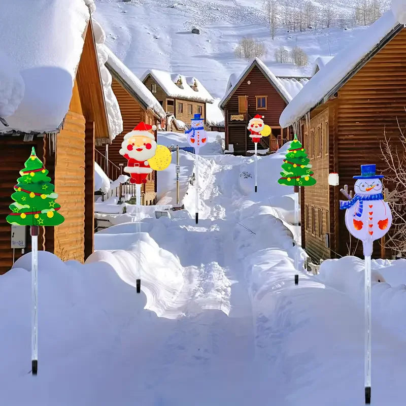 6PCS Solar Powered Christmas Stake Lights – Waterproof LED Outdoor Garden & Walkway Holiday Decorations