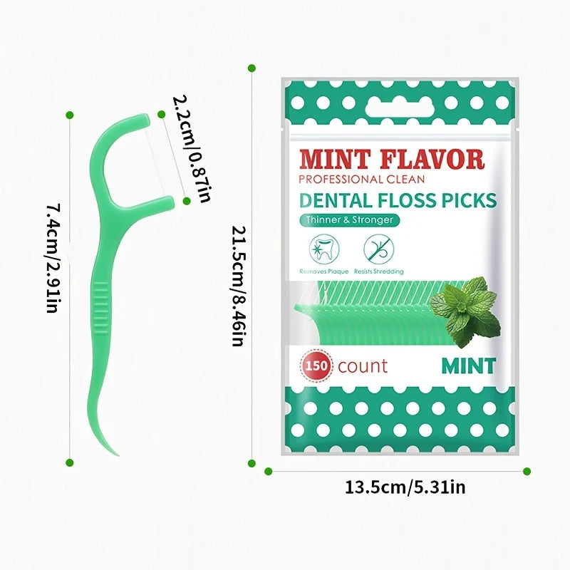 300PCS/150PCS/50PCS Mint Floss Sticks - Interdental Cleaning Tools for Fresh Oral Care