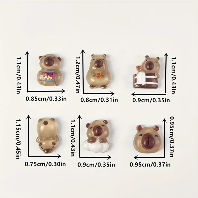 20/40/100/200-Piece Cute Cartoon Animal Nail Charms - 3D Transparent Capybara and Brown Bear Nail Art Decorations for DIY Manicures