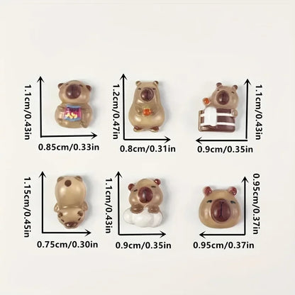 20/40/100/200-Piece Cute Cartoon Animal Nail Charms - 3D Transparent Capybara and Brown Bear Nail Art Decorations for DIY Manicures